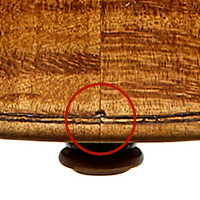 裏板のエンドピン部分