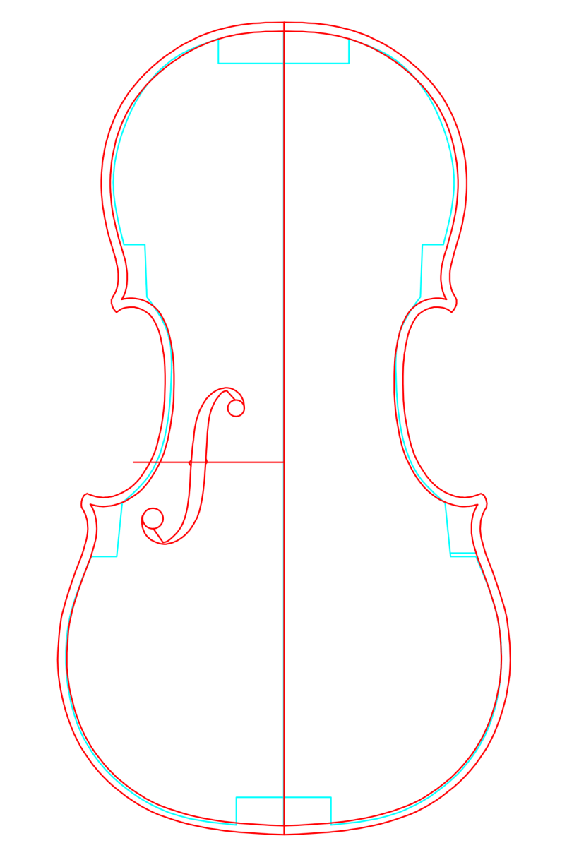 ストラディヴァリ"B"モールドを重ね合わせた状態