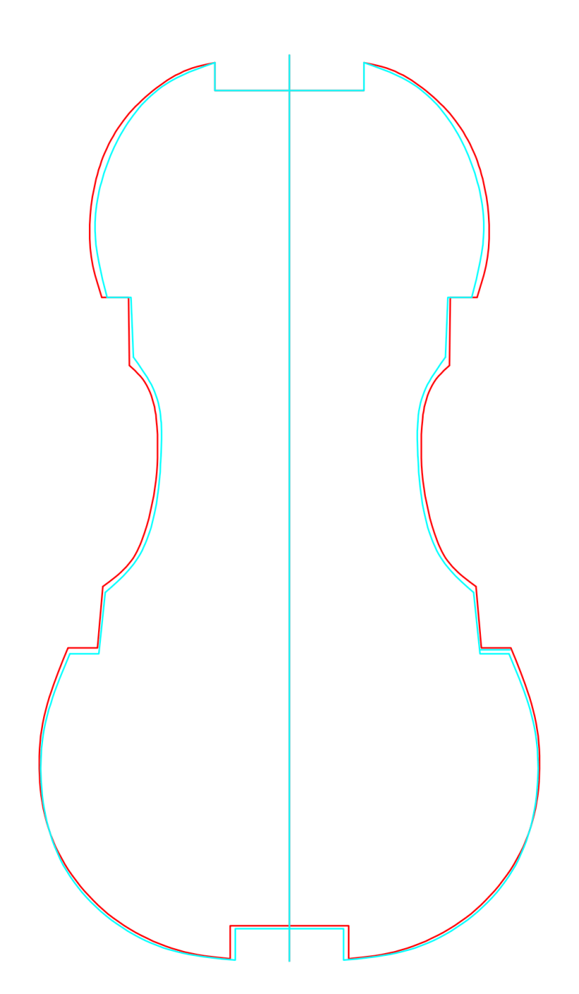赤: 復元ライン / シアン: 実際のライン