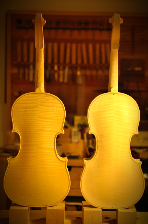 左が標準サイズのストラド・モデル(裏)